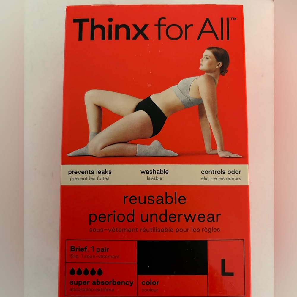 NEW - Thinx Reusable Period Underwear - Large - Super Absorbency